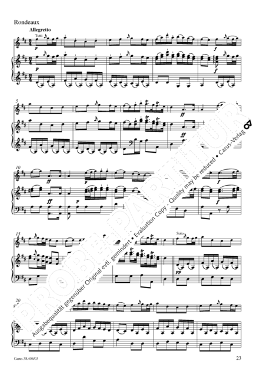 Concerto for Flute in D major (Concerto per il Flauto traverso in D / Flotenkonzert in D) Flute Solo scores gallery preview page 24