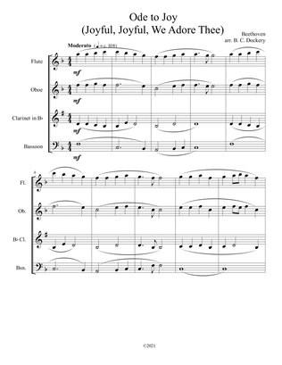 Ode to Joy (Joyful, Joyful, We Adore Thee) for Woodwind Quartet
