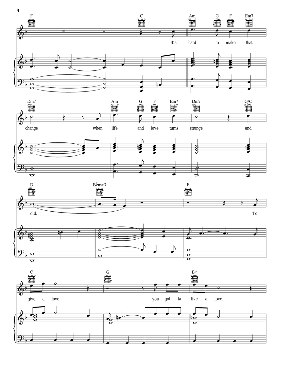 A Man Needs A Maid Piano, Vocal, Guitar scores gallery preview page 4