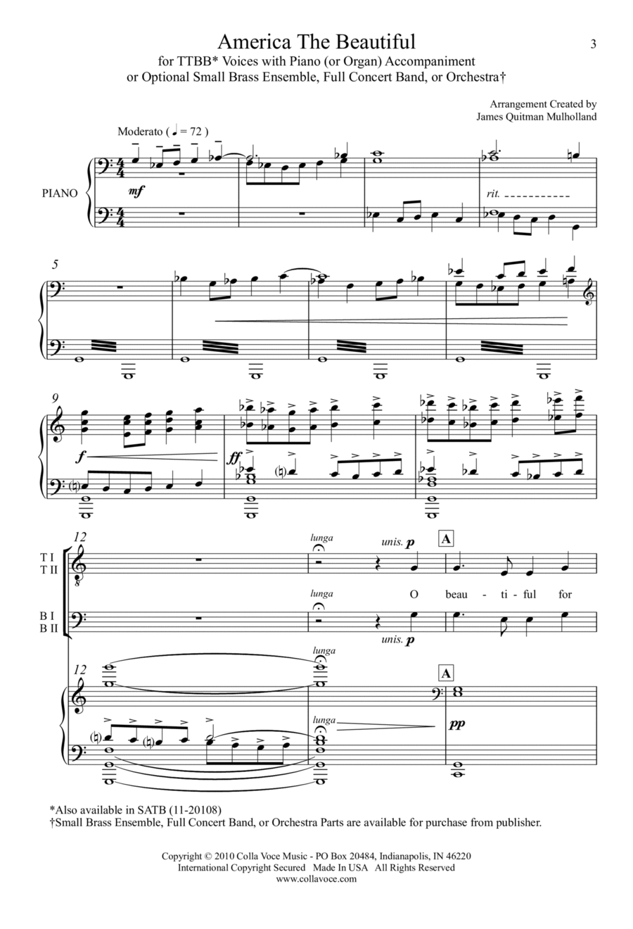 America The Beautiful TTBB scores gallery preview page 1