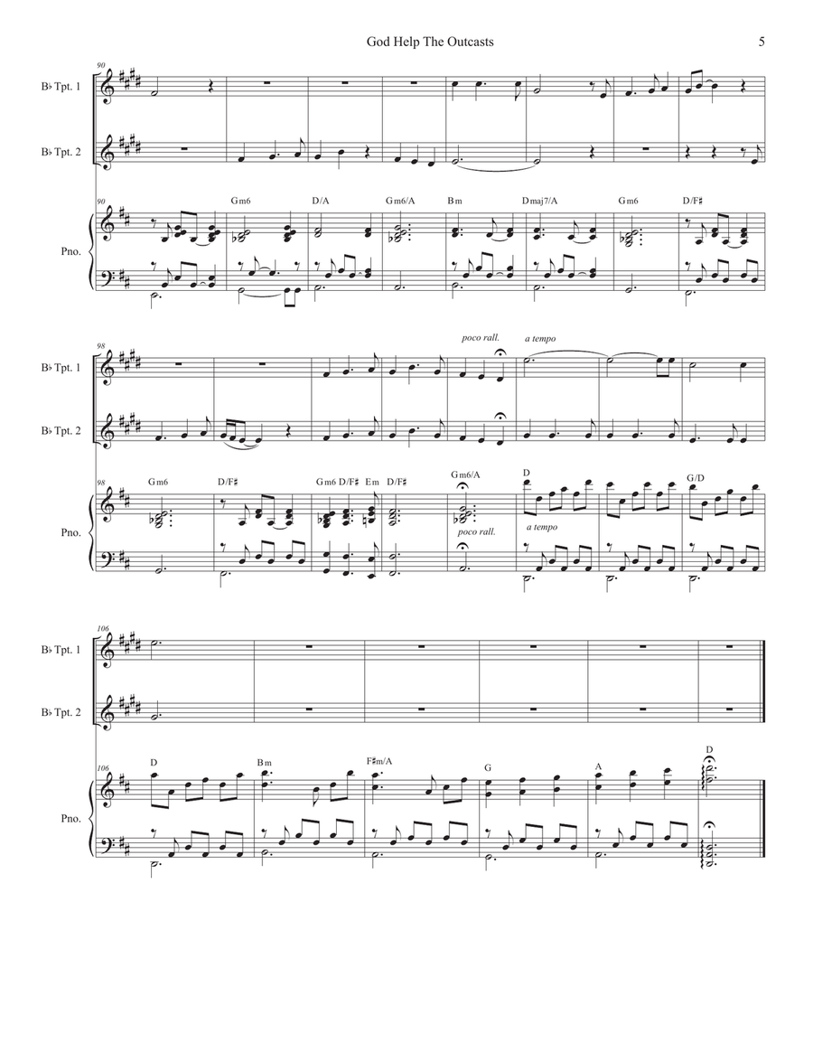 God Help The Outcasts Trumpet Duet scores gallery preview page 5