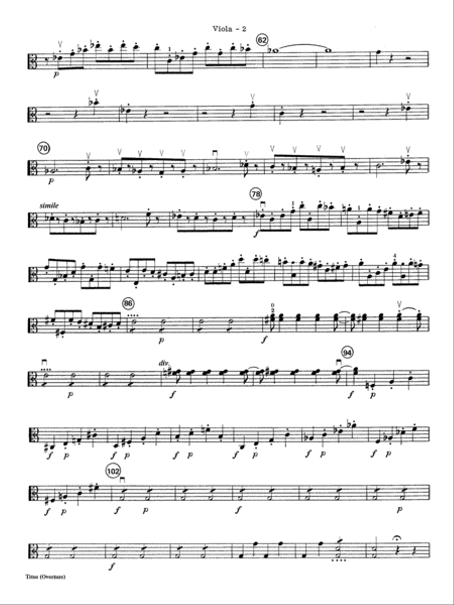 Titus Overture: Viola Full Orchestra scores gallery preview page 2