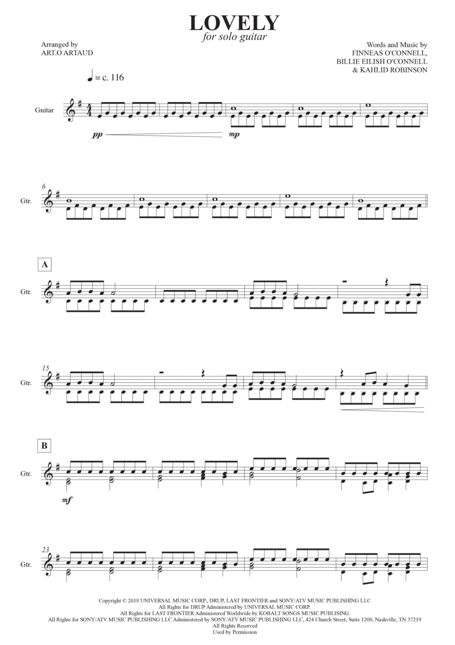 Lovely Electric Guitar scores gallery preview page 1