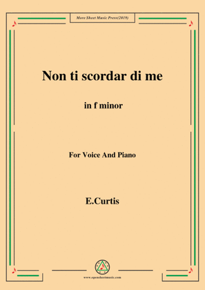 Book cover for De Curtis-Non ti scordar di me in f minor