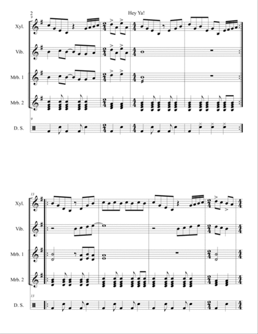 Hey Ya! Percussion Ensemble scores gallery preview page 2