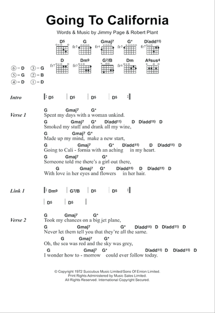 Going To California Guitar scores gallery preview page 1