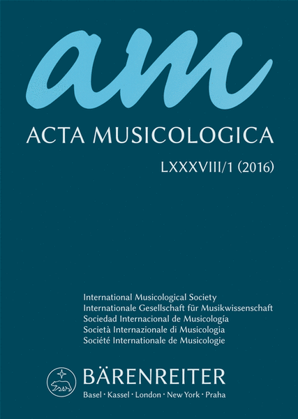 Acta Musicologica, Heft 1/2016