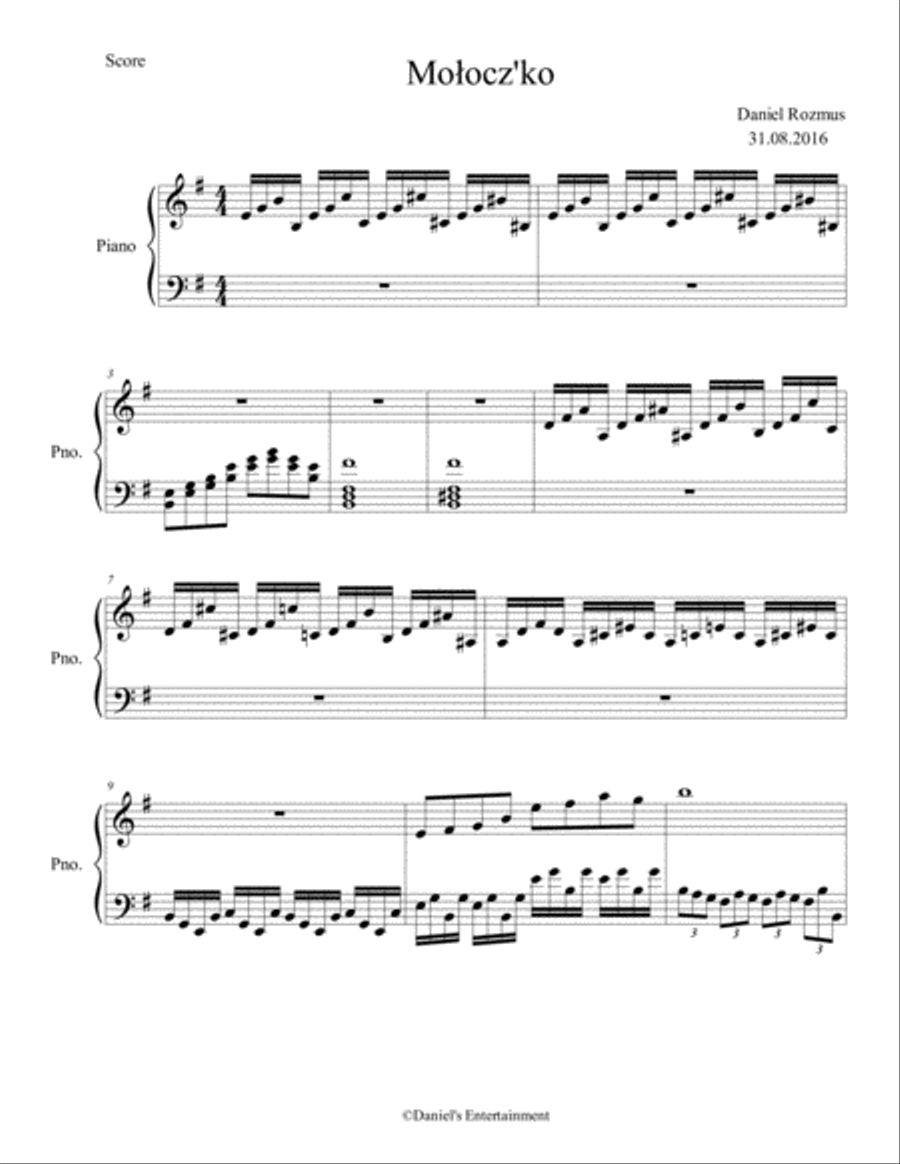 Mołocz'ko - The small classical Milk Piano Solo scores gallery preview page 1