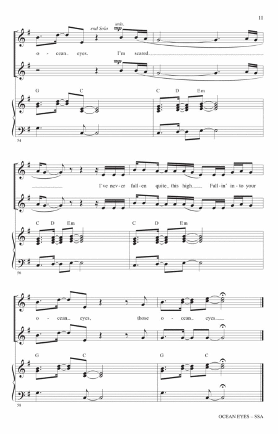 ocean eyes (arr. Roger Emerson) SSA scores gallery preview page 10