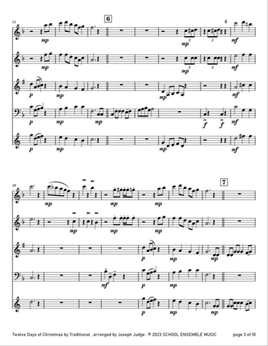 Twelve Days Of Christmas for Woodwind Quartet in Schools Woodwind Quartet scores gallery preview page 3