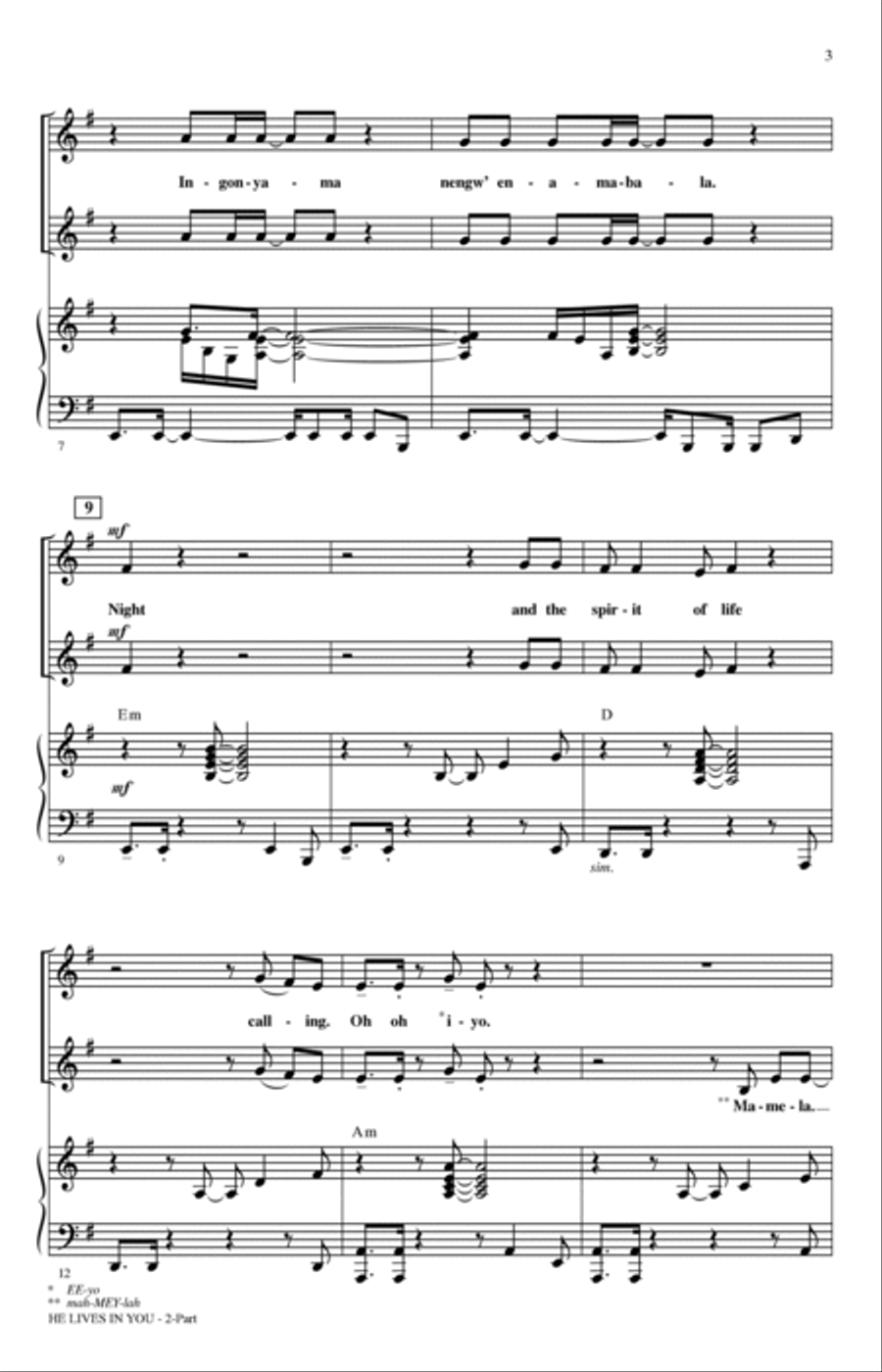 He Lives In You (from The Lion King II: Simba's Pride) (arr. Mark Brymer) 2-Part scores gallery preview page 2