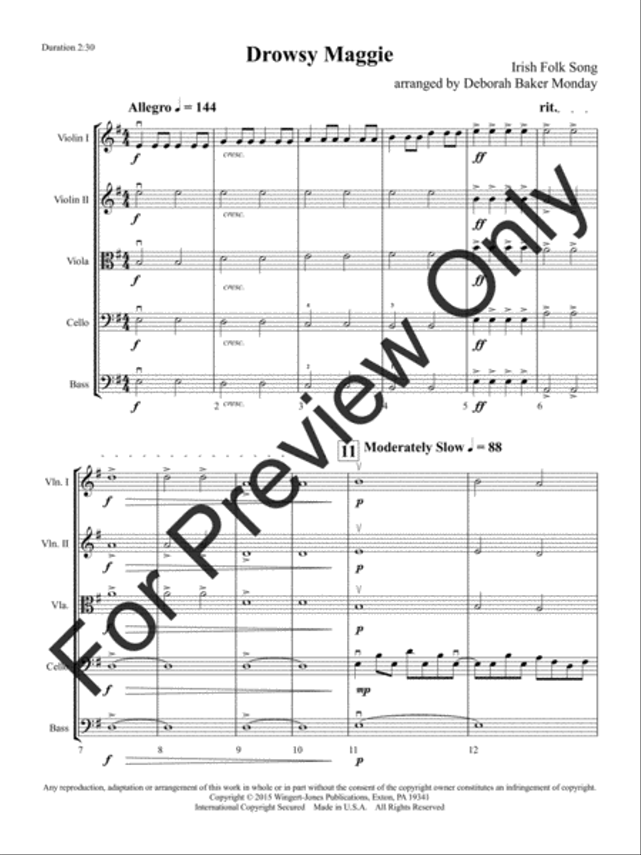 Drowsy Maggie String Orchestra scores gallery preview page 4