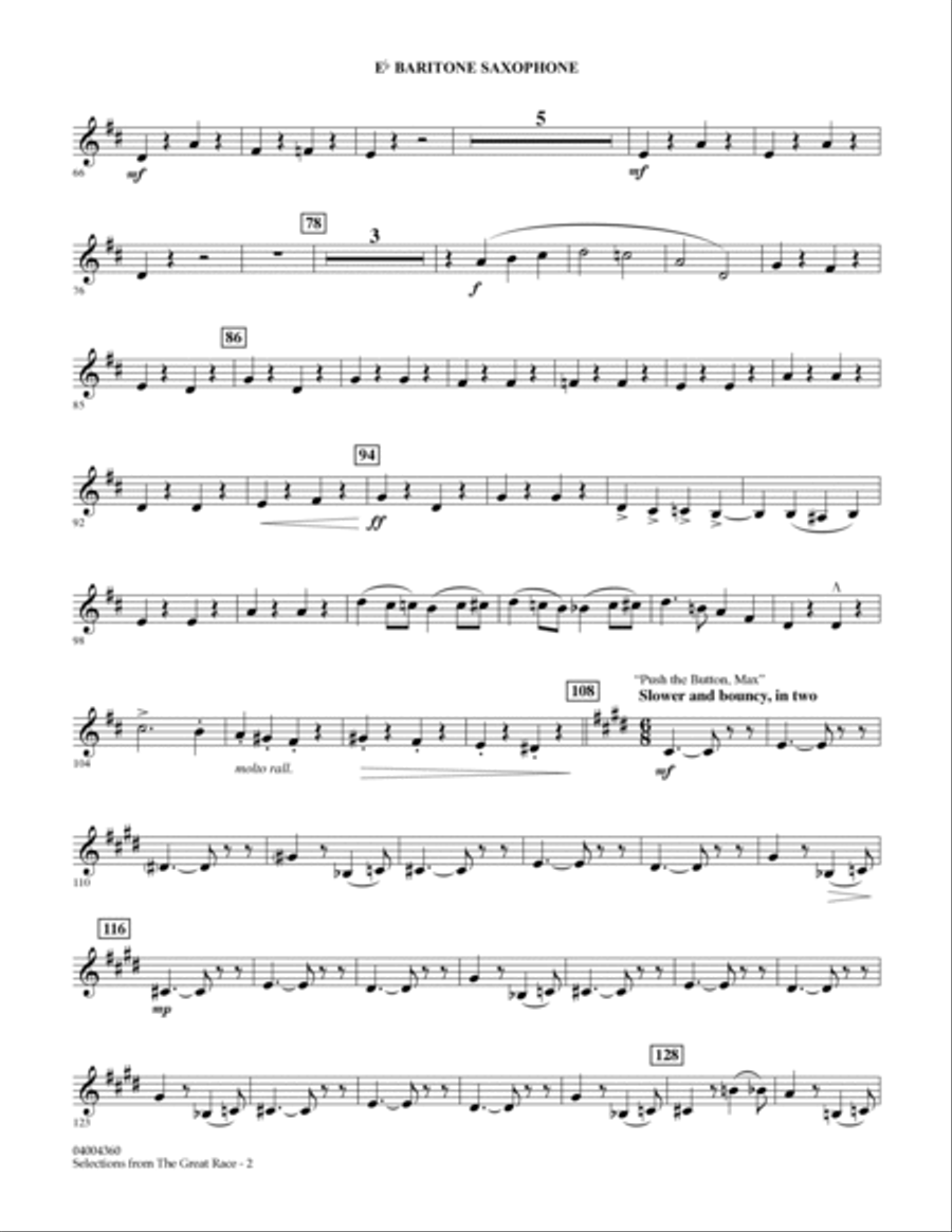 Selections from The Great Race - Eb Baritone Saxophone Baritone Saxophone scores gallery preview page 2