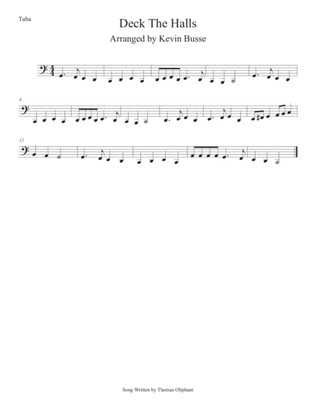 Book cover for Deck The Halls (Easy key of C) Tuba