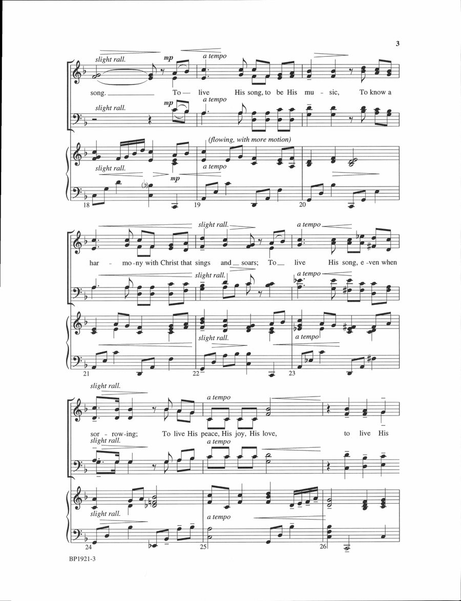 To Live His Song (SATB) image number null