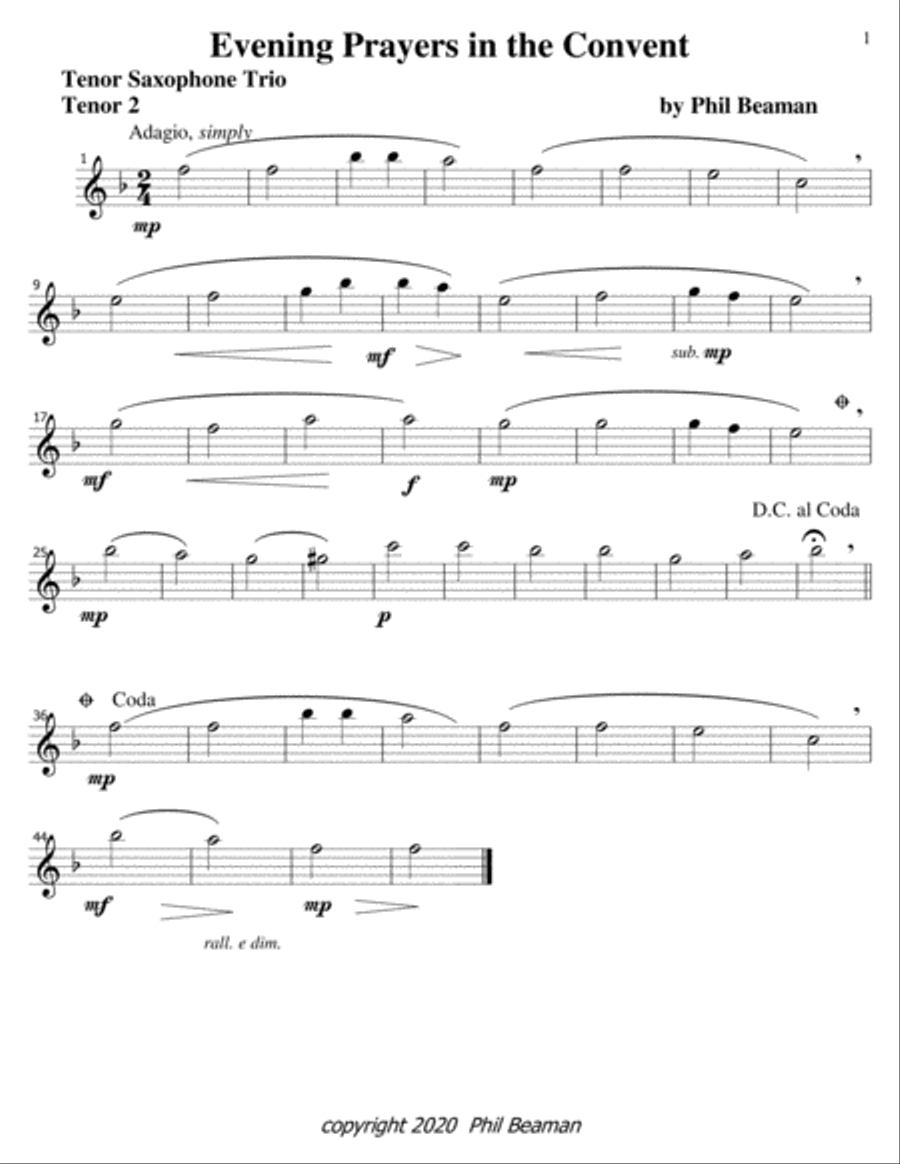 Evening-2 Sketches for Tenor Saxophone Trio Woodwind Trio scores gallery preview page 5
