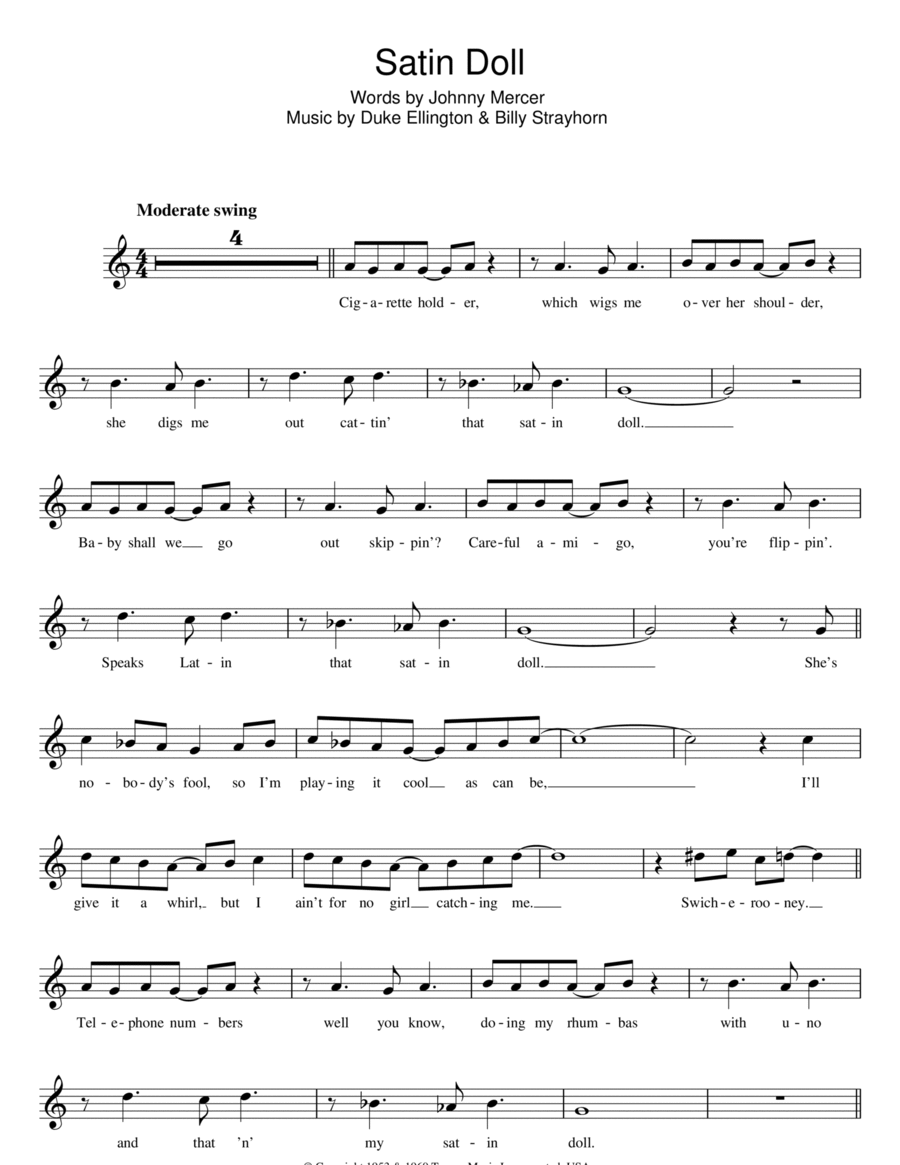 Satin Doll Piano scores gallery preview page 1