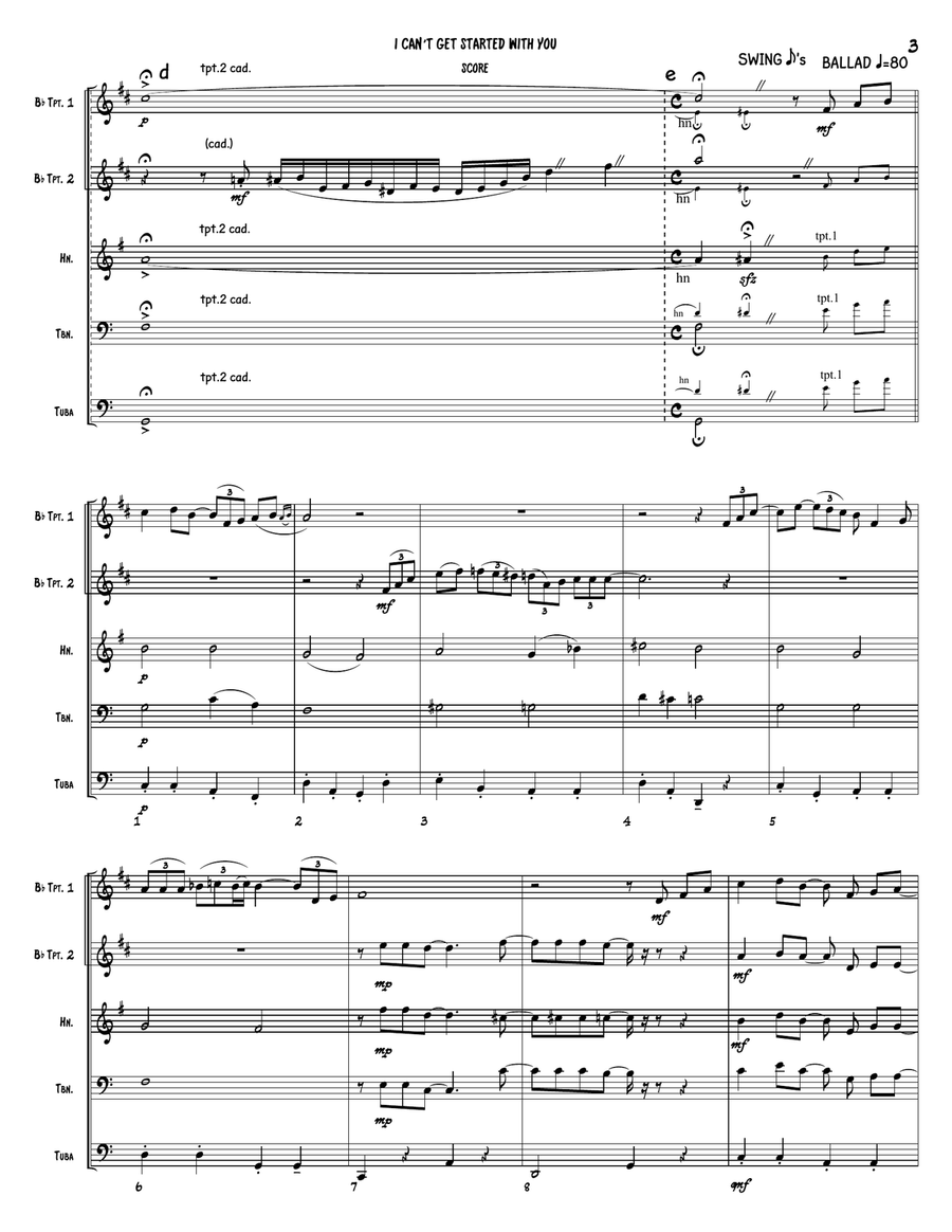 I Can't Get Started I Can't Get Started Brass Quintet scores gallery preview page 3