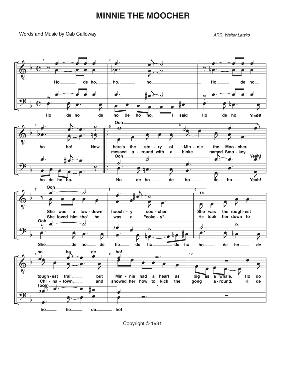 Minnie The Moocher TTBB scores gallery preview page 1