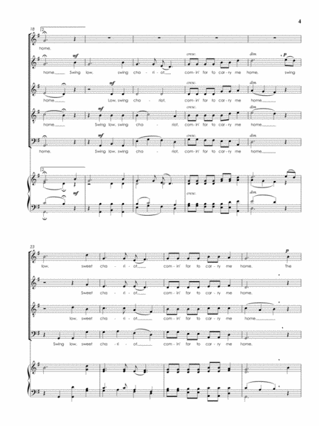 Swing low, sweet chariot SATB, a cappella image number null