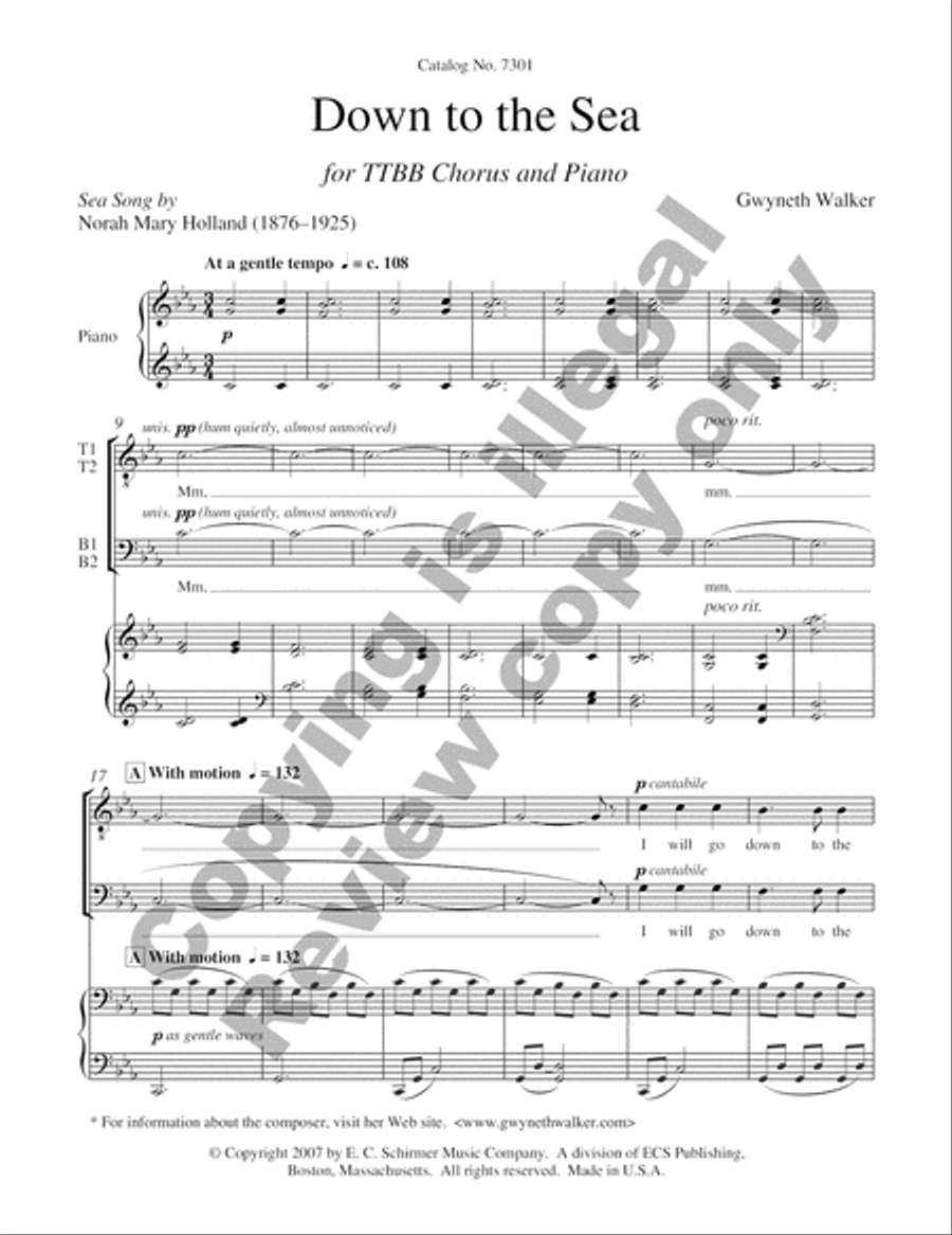 Three Days by the Sea: Down to the Sea TTBB scores gallery preview page 3