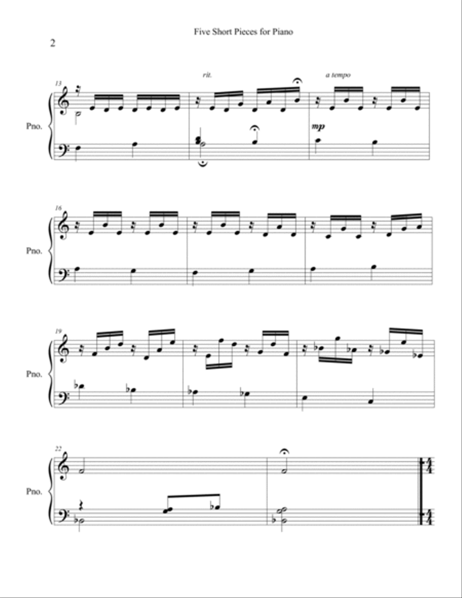 Five Short Pieces for Piano Piano Solo scores gallery preview page 2