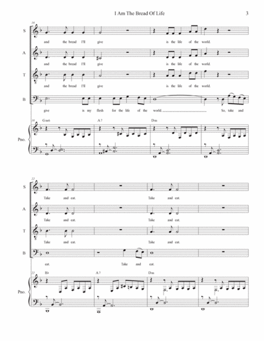 I Am The Bread Of Life (Vocal Quartet - (SATB) image number null