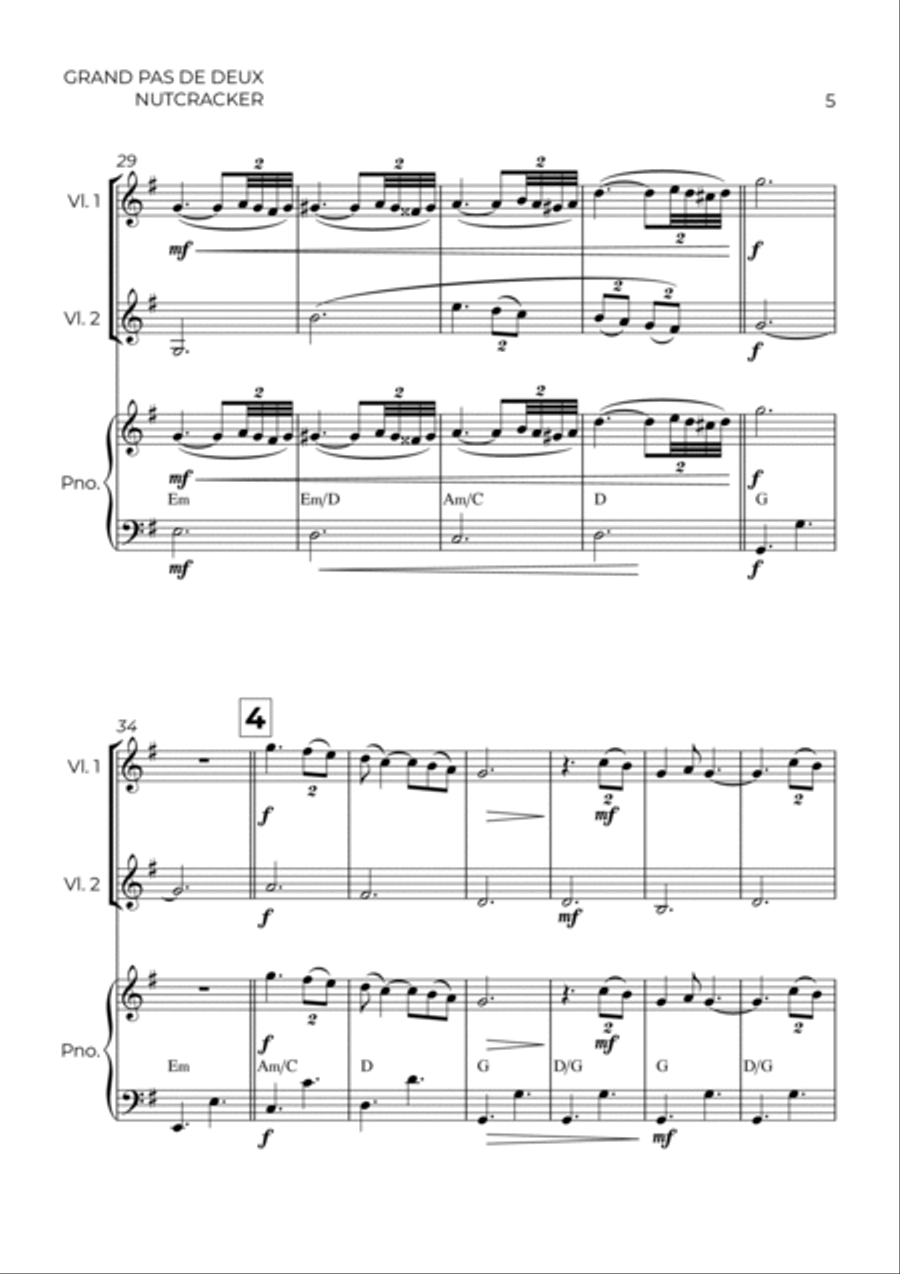 GRAND PAS DE DEUX - NUTCRACKER - STRING PIANO TRIO (VIOLIN, CELLO & PIANO) Piano Trio scores gallery preview page 5