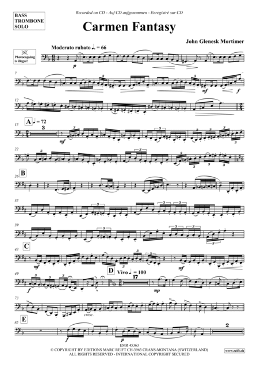 Carmen Fantasy Carmen Fantasy Trombone scores gallery preview page 2