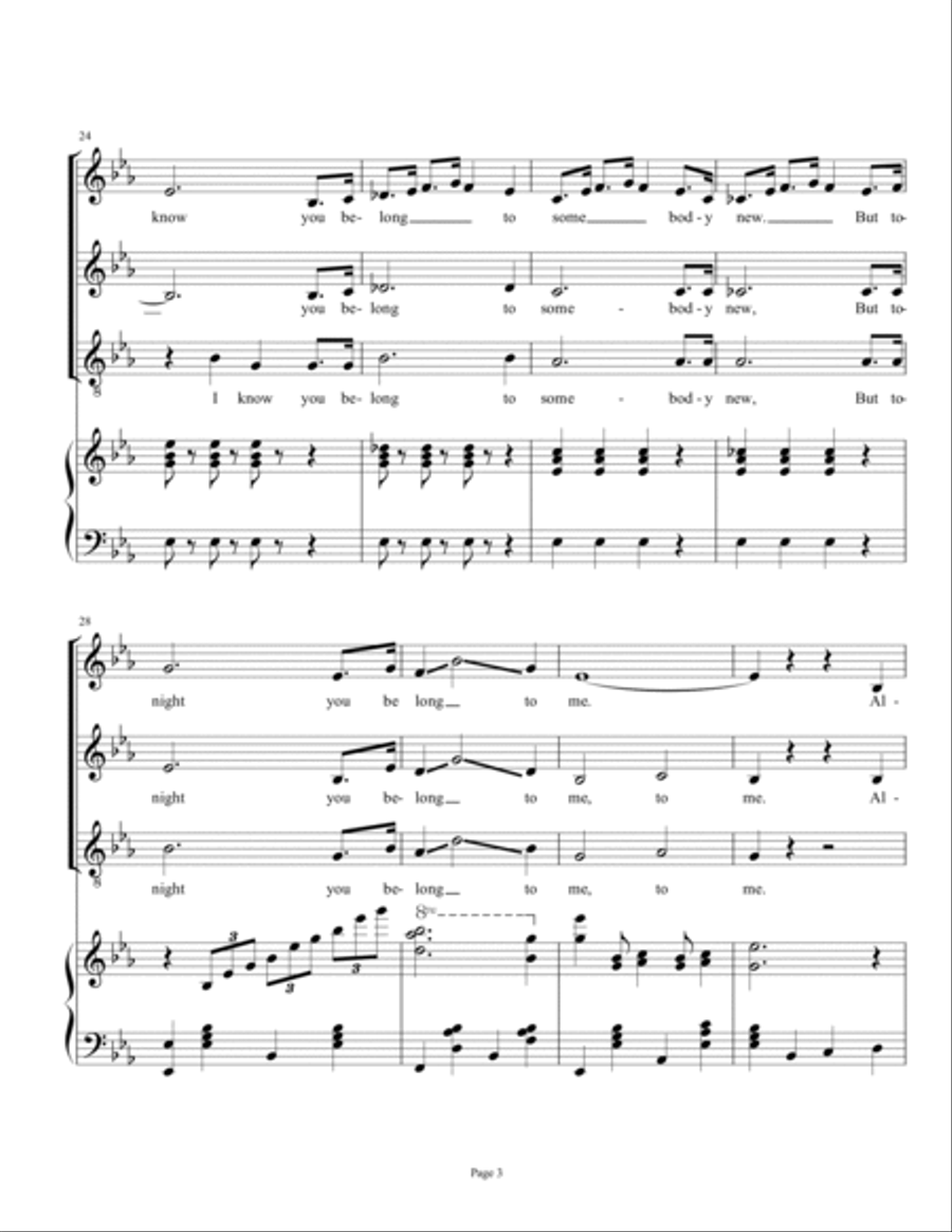 Tonight You Belong To Me Women's Choir scores gallery preview page 3