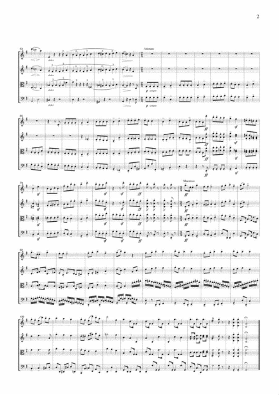 Brahms Academic Festival Overture, for string quartet, CB301 String Quartet scores gallery preview page 2