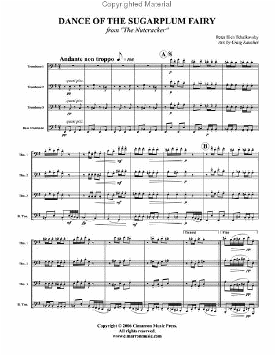Suite from The Nutcracker Trombone Quartet scores gallery preview page 5