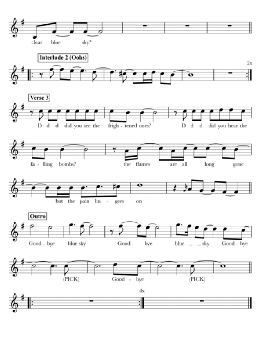 Goodbye Blue Sky Guitar Ensemble scores gallery preview page 5