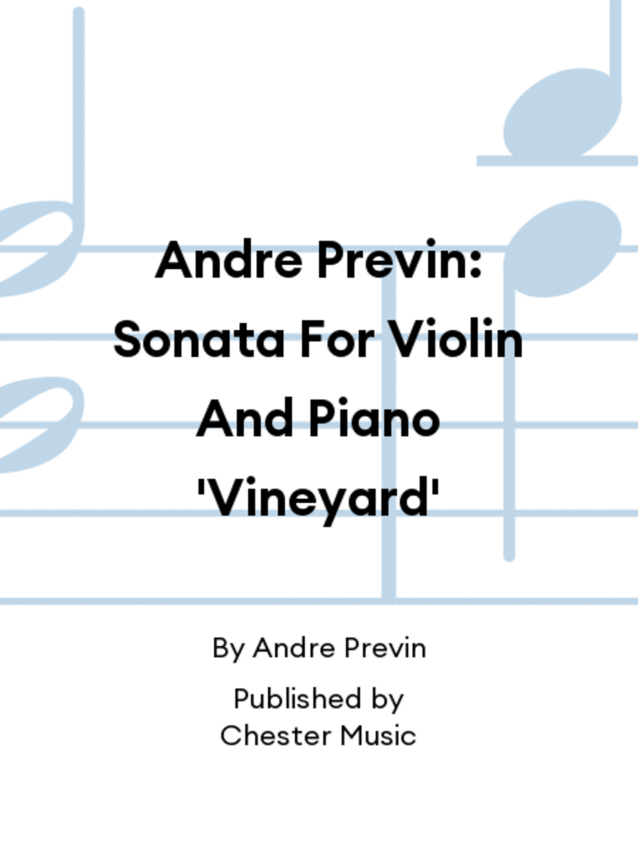 Andre Previn: Sonata For Violin And Piano 