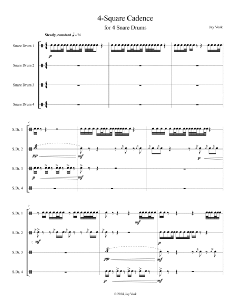 4 Square Cadence for 4 Snare Drums Snare Drum scores gallery preview page 2