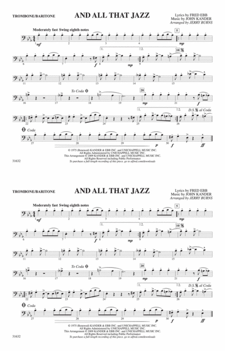 And All That Jazz (from Chicago): 1st Trombone