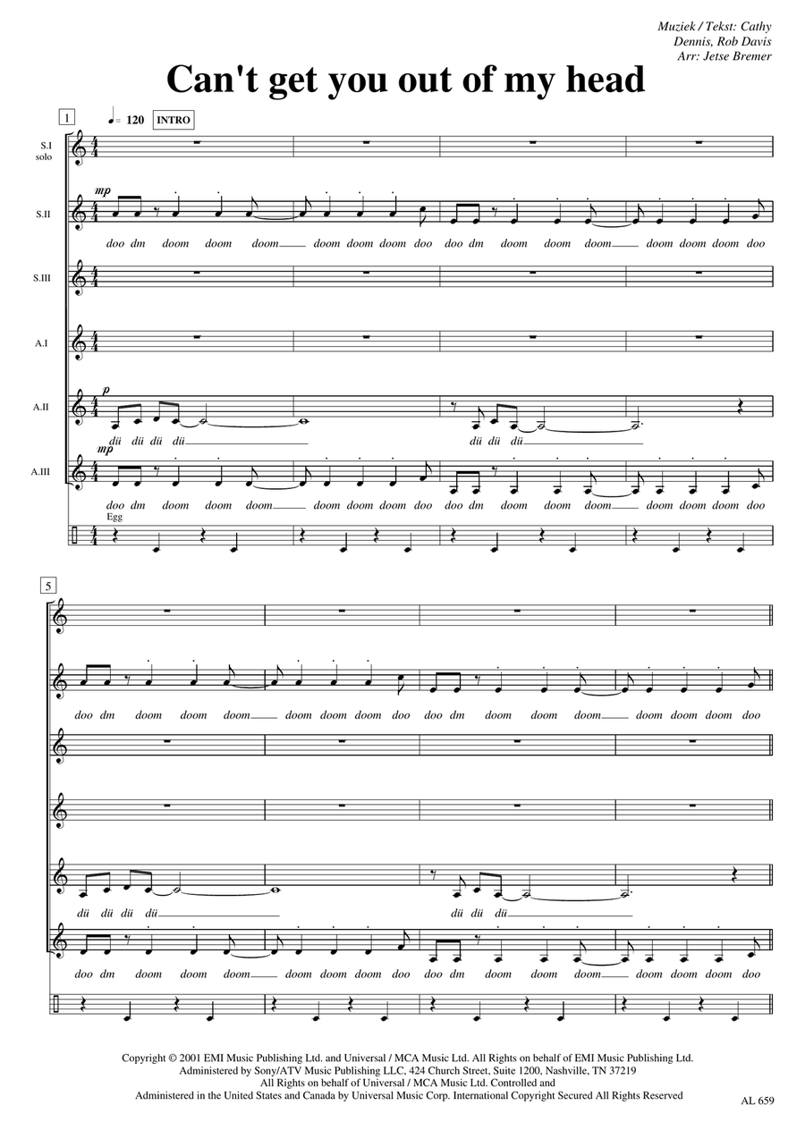 Can't Get You Out Of My Head SSAA scores gallery preview page 1