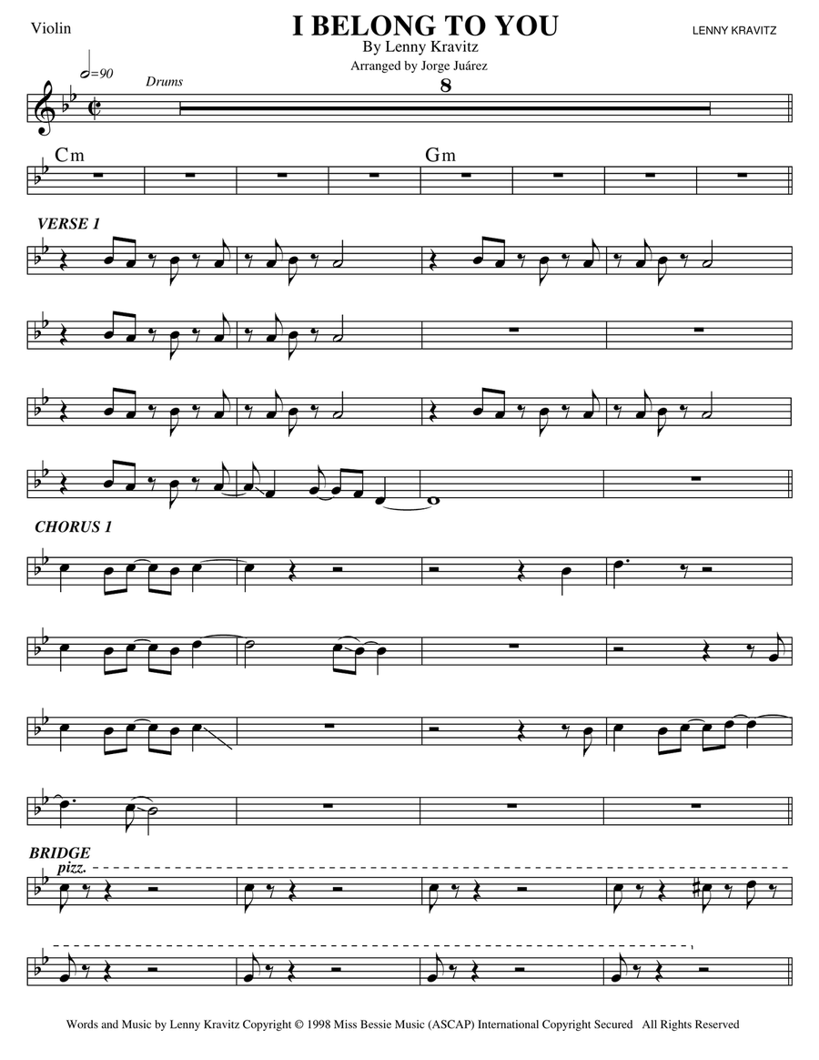 I Belong To You Violin Solo scores gallery preview page 1