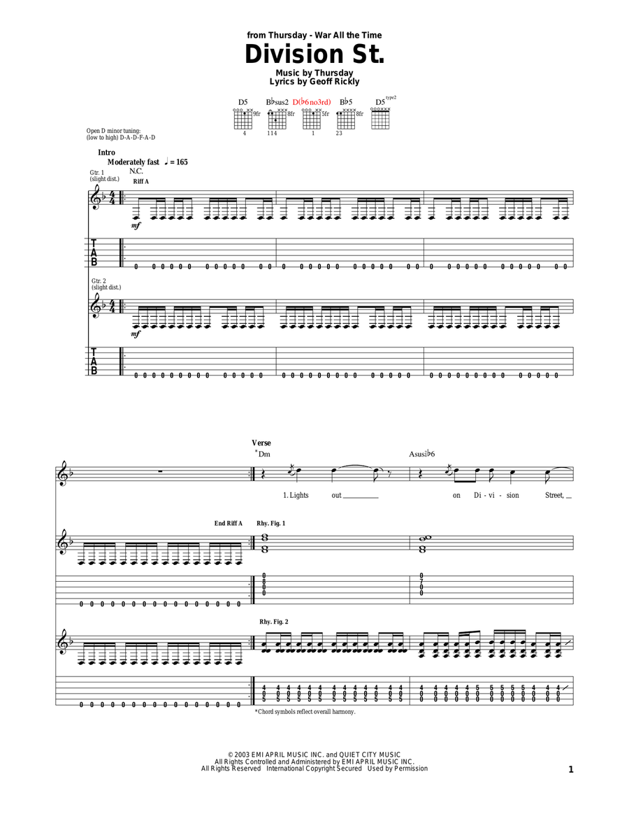Division St. Division St. Guitar Tablature scores gallery preview page 1