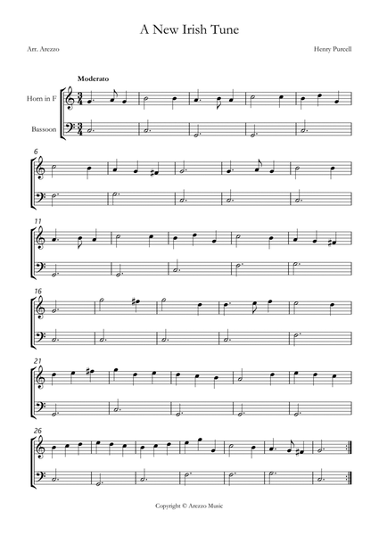 purcell z 646 a new irish tune French Horn and Bassoon sheet music for beginners image number null