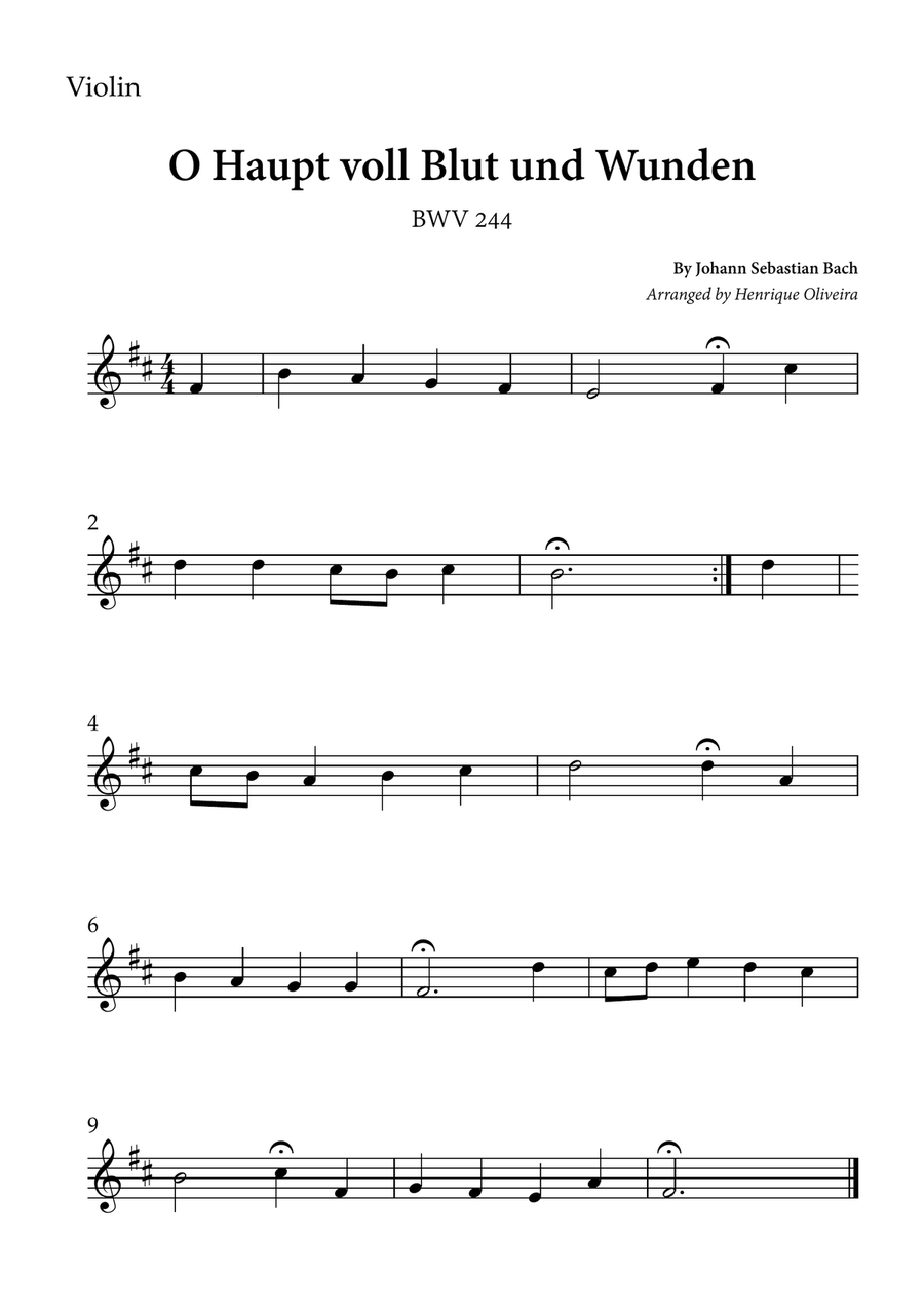 O Haupt voll Blut und Wunden (Violin and Tuba) - Johann Sebastian Bach Tuba scores gallery preview page 2