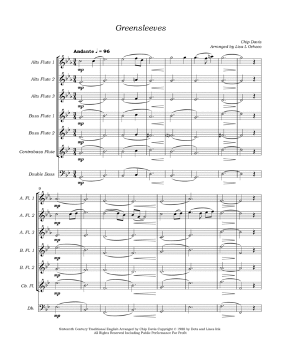 Greensleeves Flute Choir scores gallery preview page 5