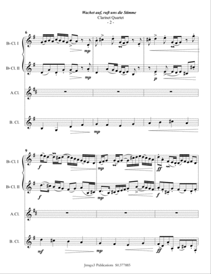 Bach: Wachet auf for Clarinet Quartet Clarinet Quartet scores gallery preview page 3