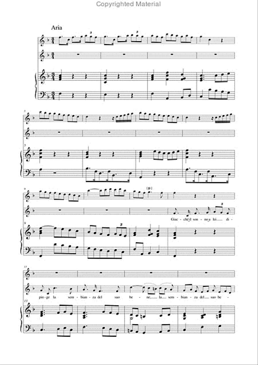 Nel dolce dell’oblio (Pensieri notturni di Filli). Cantata HWV 134 for Soprano, Treble Recorder (Flute, Oboe) and Continuo Flute scores gallery preview page 3