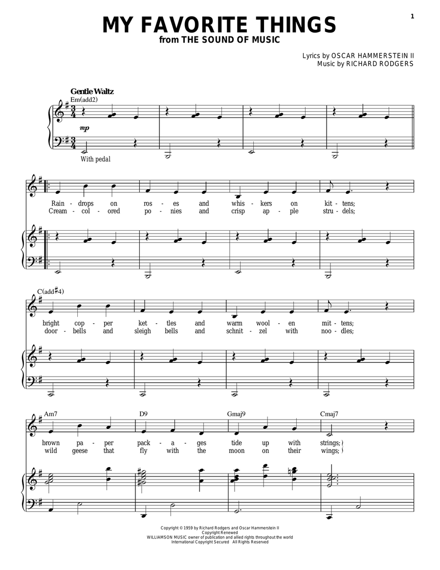 My Favorite Things Piano, Vocal scores gallery preview page 1