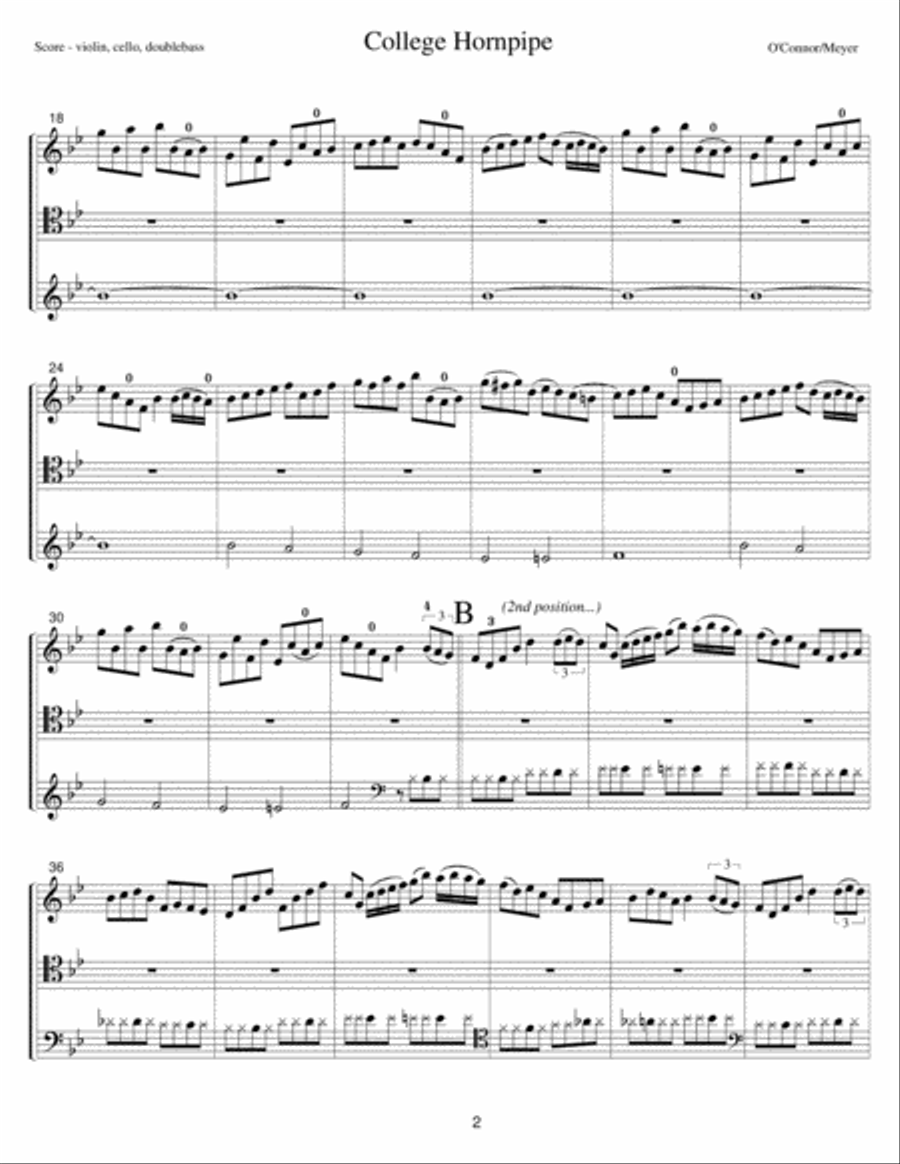 College Hornpipe (score - vln, cel, bs) String Trio scores gallery preview page 5