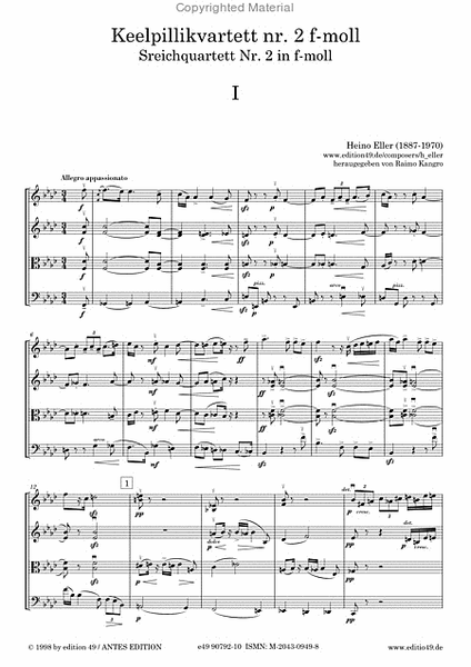 Streichquartett Nr. 2 in f-moll / keelpillikvartett f-moll