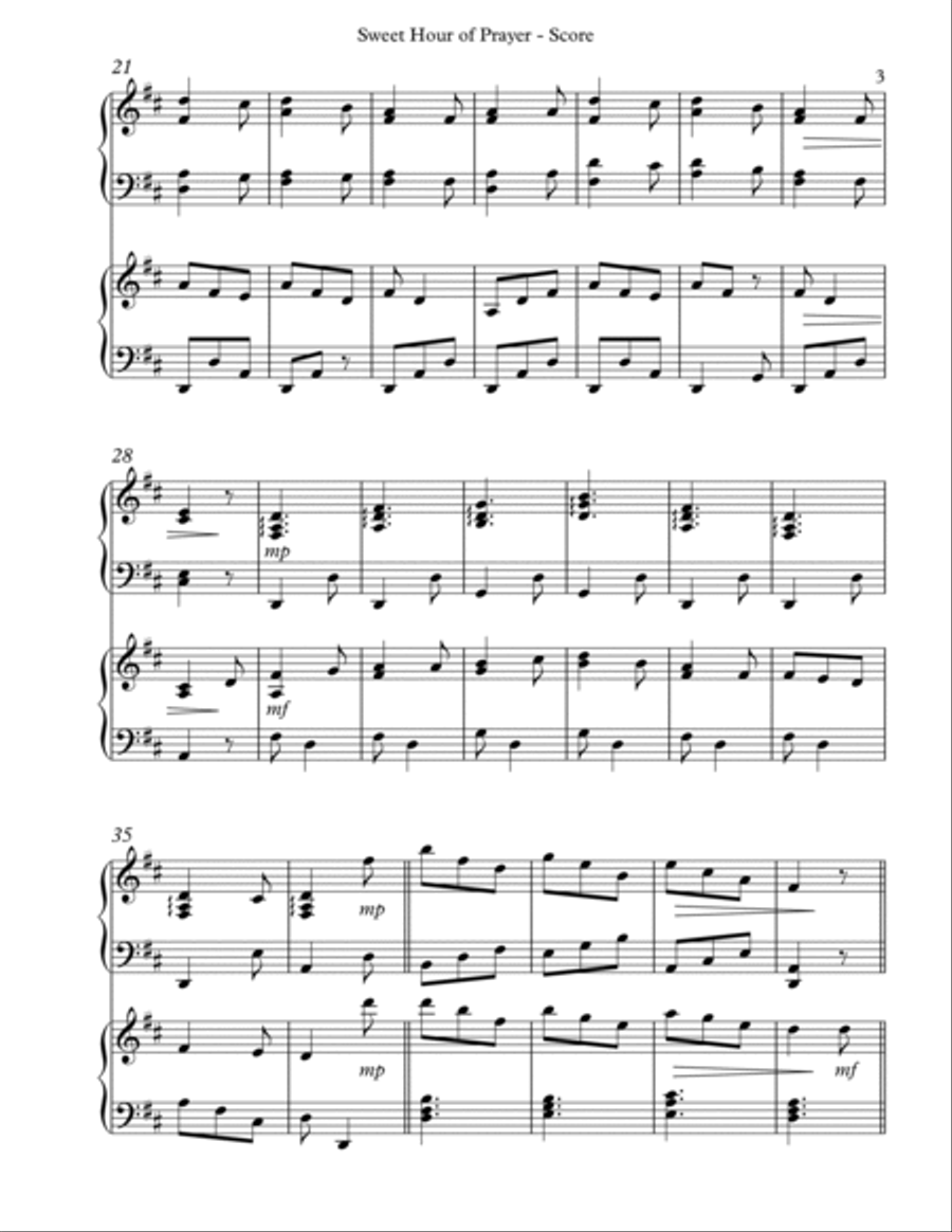 Sweet Hour of Prayer, Harp Duet, Score & Parts image number null
