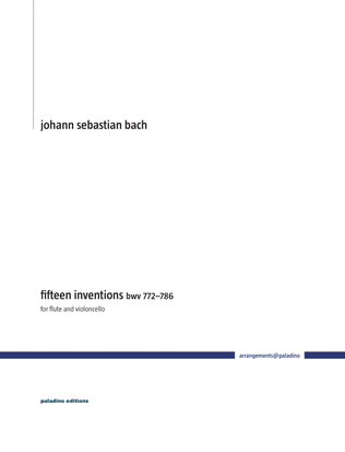 Book cover for Fifteen Two-Part Inventions, BWV 772-786, for Flute and Violoncello