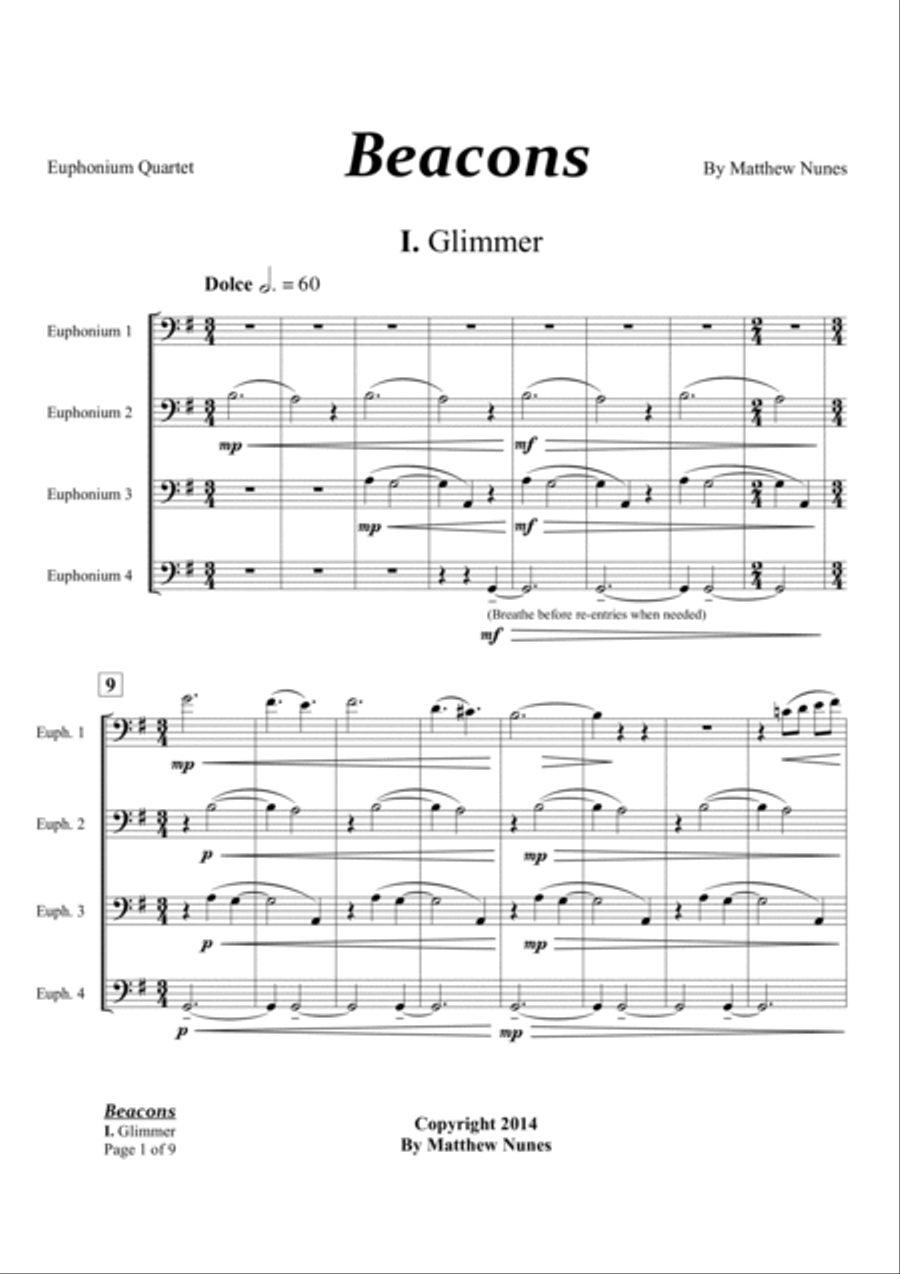 Beacons for Euphonium Quartet Euphonium Quartet scores gallery preview page 3